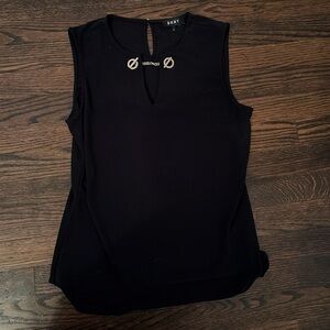 DKNY Black Sleeveless Blouse with Keyhole Detail